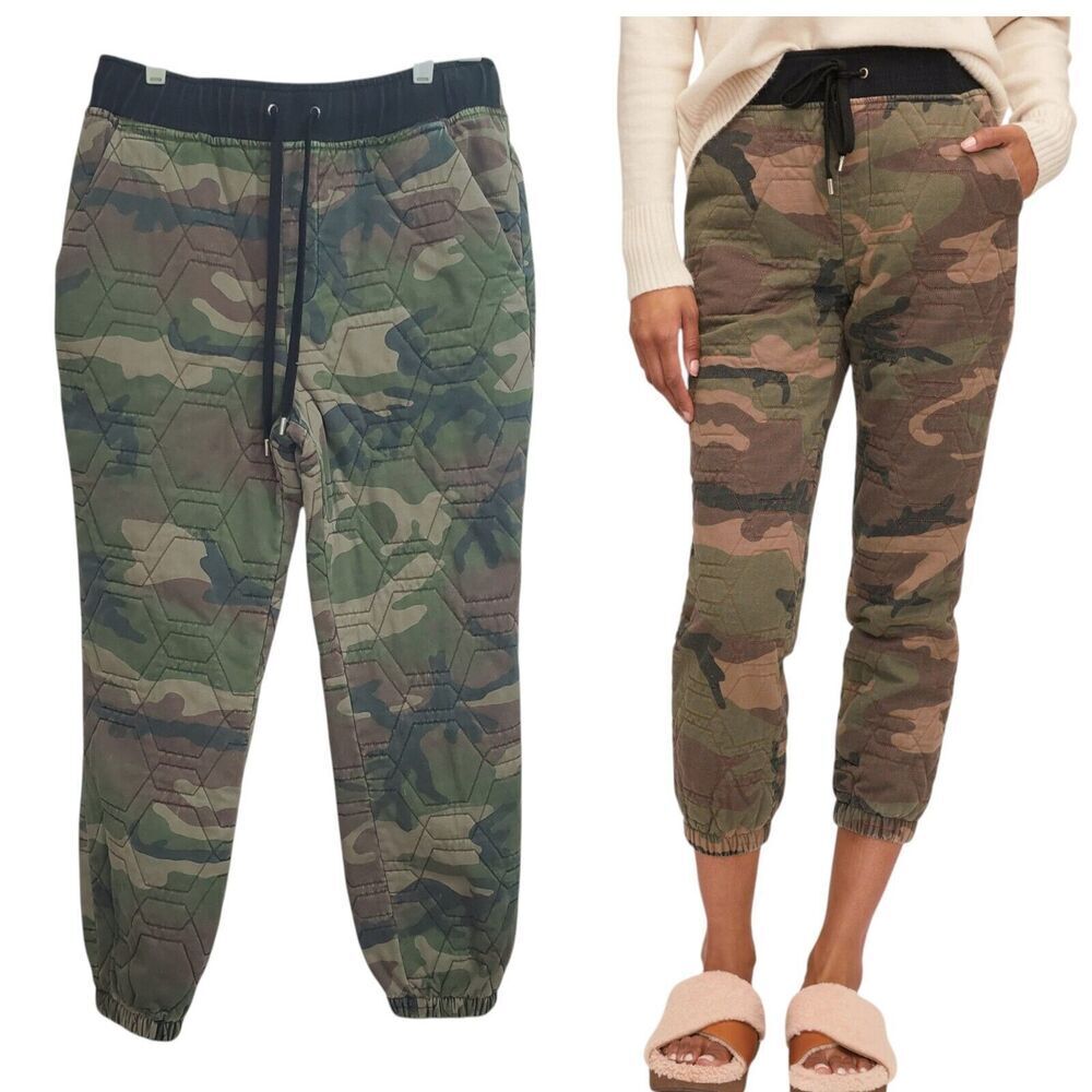 Marissa Webb Womens Size 6 Markie Quilted Camo Jogger Olive Green Thicker
